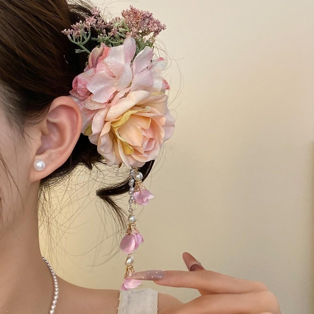 Tassel Flower Hairpin Colorful Chinese Style Hair Clip Fashion Hanfu Hair Accessories  Cheongsam