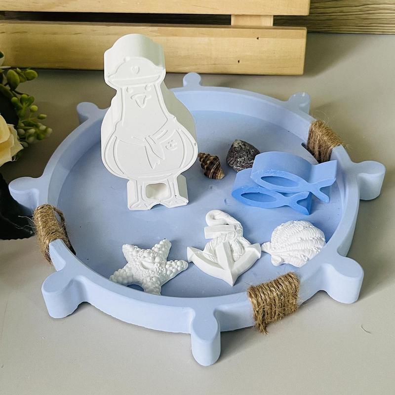 Silicone Tray Mold Serving Tray Mold Art Craft Rudder Design Cement Moulds For Room Decoration Wedding Table Home Resin Casting