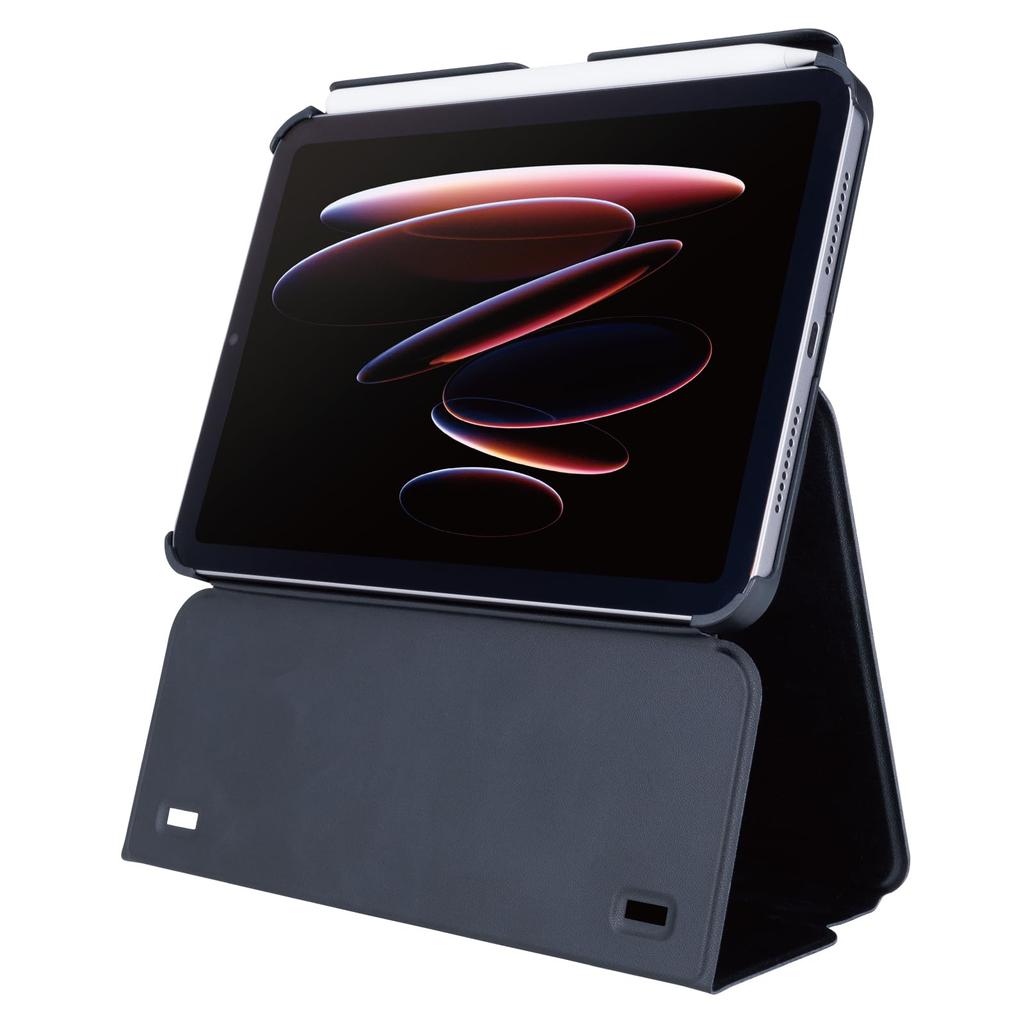 Elecom IPad Mini Pro and Mini Case Cover with Height Auto Soft (A17 2024) (6th Generation) Multi-Level Adjustment, Sleep/Wake, Leather, Black,