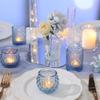 24st Blå Glas Votivljushållare Runda Värmeljus för Bordsdekoration Värmeljus Ljusstake Glas för Bröllop Baby Shower Hemma & Festinredning