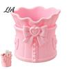 Desktop Storage Container Pink Bow Makeup Brush Holder, 3D Printed Desk Organizer, Cosmetic Pen Cup Brushes & for Vanity Decoration Organizer