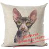 Cushion Cover Watercolor Cute Cat Printed Linen Pillow Cover Car Sofa Decorative Throw Pillows Home Decoration Pillowcase