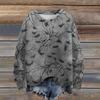 Ladies' Fashionable Casual Long Sleeved Halloween Printed Round Neck Knitted Yarn