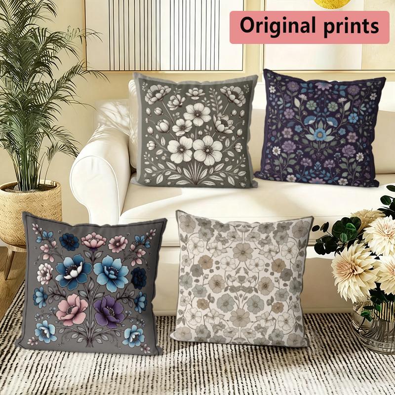 Vintage Floral Print Decorative Throw Pillow Covers Pattern Cushion Cover Suitable For Sofa Bedroom Car Pillow Cover