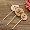3 Pcs Mr&Mrs Toppers Natural Wood Cake Decoration Chic Rustic Wedding Mr Mrs Letter Topo for Couple Sweetheart Party Anniversary