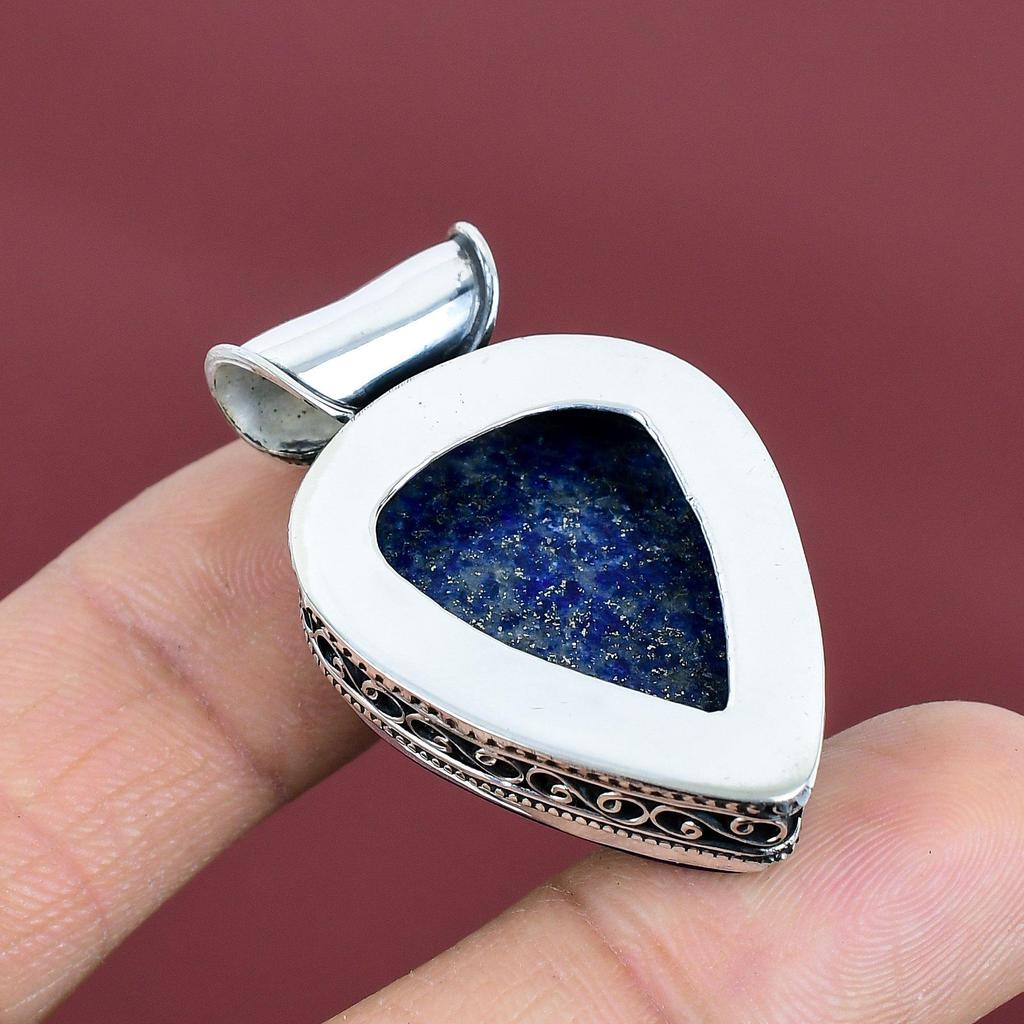Lapis lazuli pendant vintage jewelry real gemstone pendant 925 sterling silver pendant handmade pendant lapis lazuli jewelry gifts for women