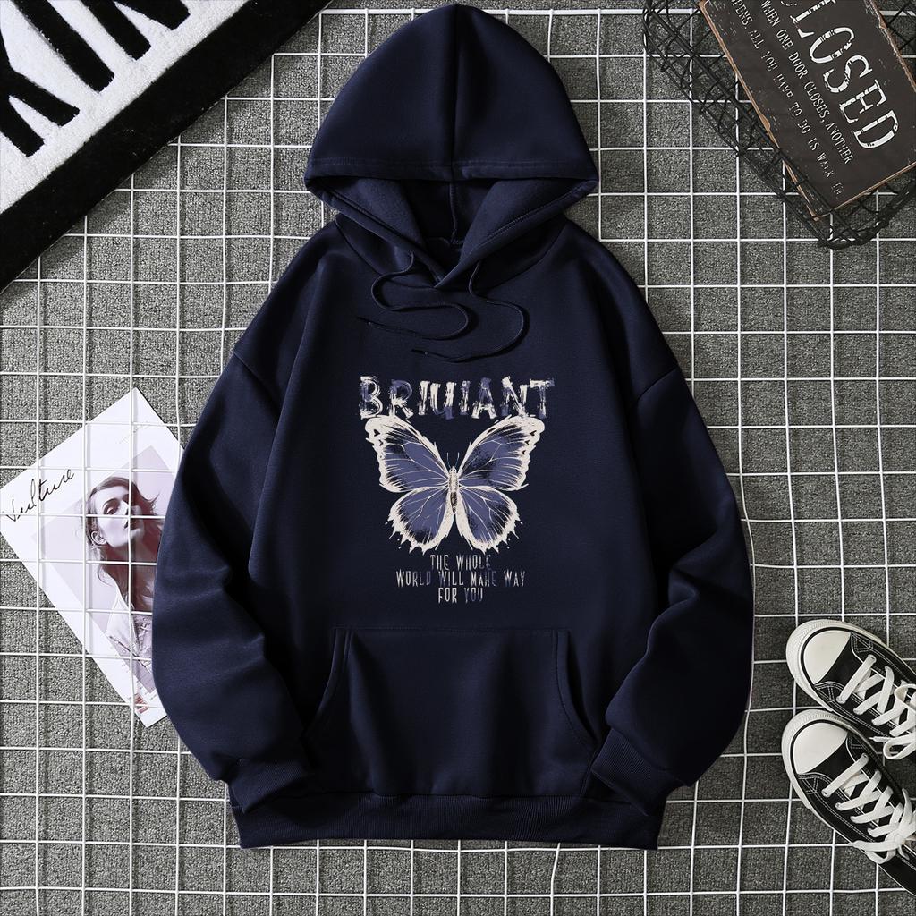 2025 Real Shot Autumn and Winter Velvet Hooded Sweater Women's Loose Butterfly Top Women's Coat