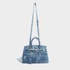 Unique retro and cool platinum bag for women, 2024 new model, denim with a high-end feel, patchwork design, can be used as a handbag, shoulder bag