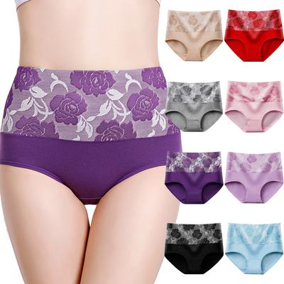5Pcs High Waist Women Underwear Panties Cotton Breathable Panties Female Briefs Plus Size Intimates