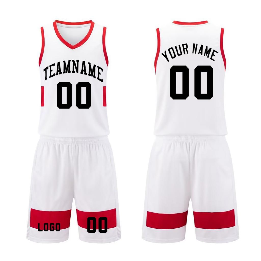 Custom Basketball Jersey Set for Men and Youth Breathable Sports Uniform Two Piece Sleeveless Top and Shorts for Team School Training