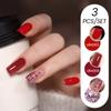 3Pcs Nail Polish Glue Set, Solid Color Glue Glitter Sequins Phototherapy Nail Polish Glue