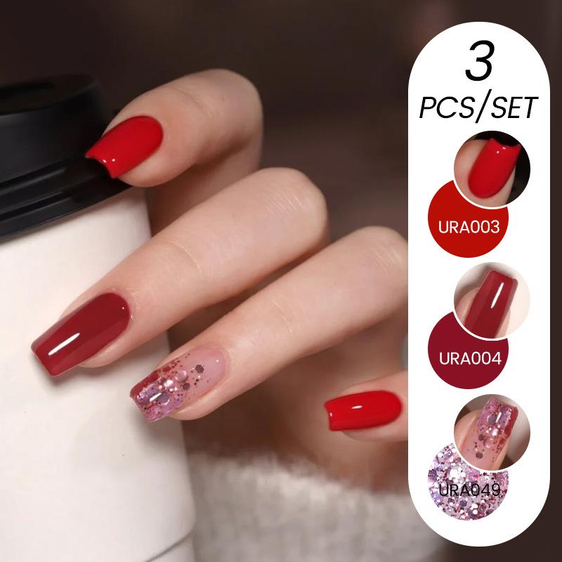 3Pcs Nail Polish Glue Set, Solid Color Glue Glitter Sequins Phototherapy Nail Polish Glue