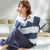 Women's Cute Simple Style Long Sleeve & Pants Imitation Cotton Pajama Set for Spring and Autumn