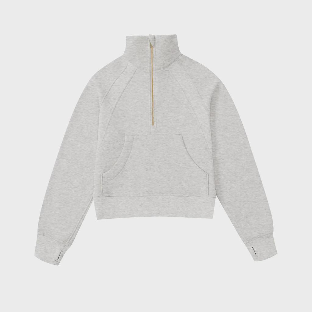 Women's Short Chimney Collar Casual Sports Sweatshirt - Half-Zip, Plus Velvet, Loose Fit