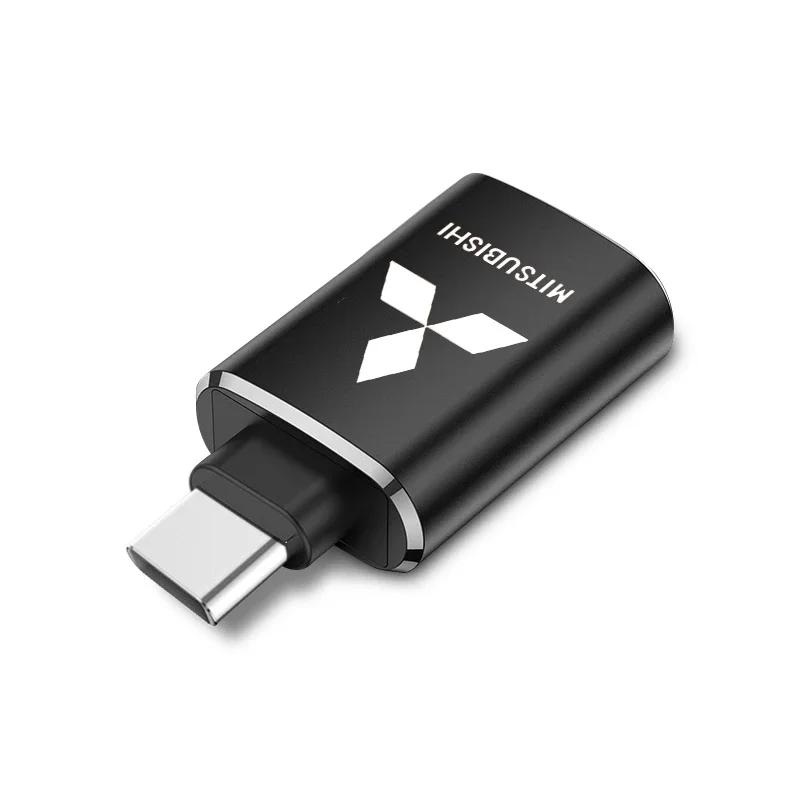 Uldf10 1Pcs Car Usb Type C Cable Converter Charging Adapter Car for Mitsubishi Lancer Ralliart 10 9 EX Outlander 3 ASX Center Hub Cap
