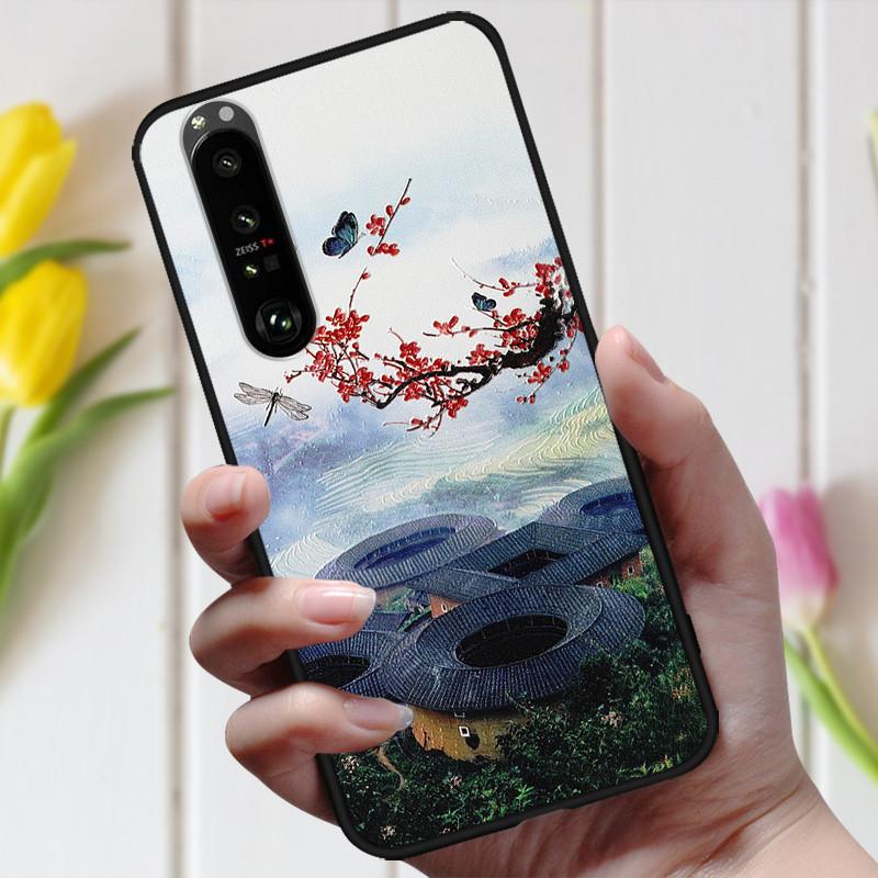 3D Emboss Flower Case For Sony Xperia 10 III Cover Cute Relief Case For Sony Xperia 1 III 5 III 10III Phone Case Coque Fashion
