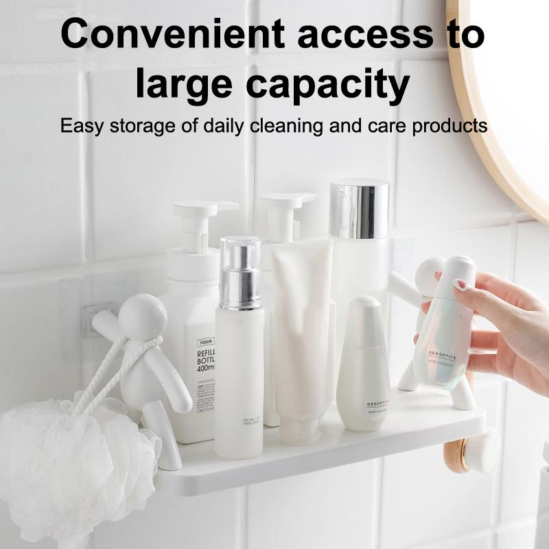 1ks Samolepicí plastová police s kreslenými postavičkami, Bezvrtací koupelnový úložný regál, Kuchyňský organizér na kořenky