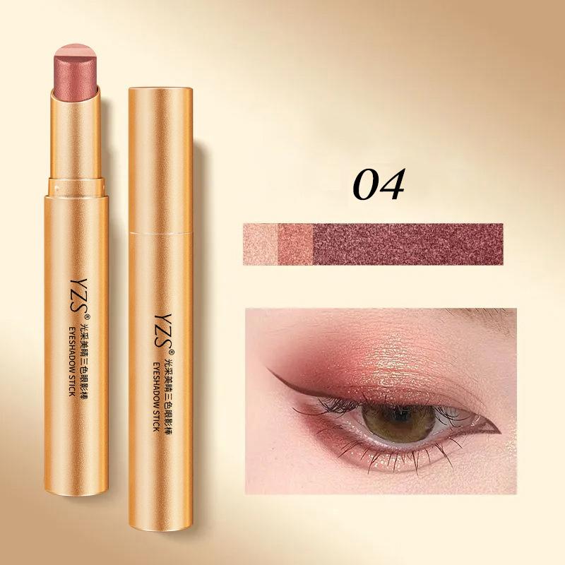 Трехцветный Градиентный Карандаш-Тень для век Блестящий Хайлайтер Теневой Карандаш Макияж Глаз Водостойкий Стойкий Мелкий Блестящий Тени для век Красота 4