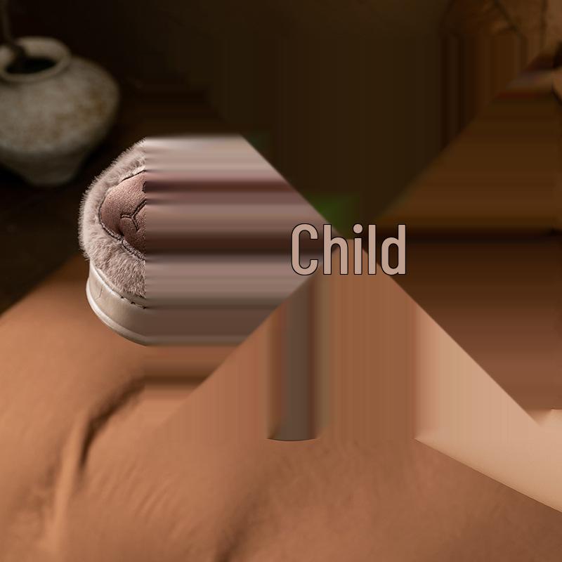 Kids' Cartoon Cotton Slippers – Cozy, Fleece-Lined, Thick Sole Fur Slippers for Boys. Perfect for Autumn & Winter Indoor Comfort.