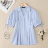 ZANZEA Women Turn Down Collar Summer Casual Short Sleeve Blouse