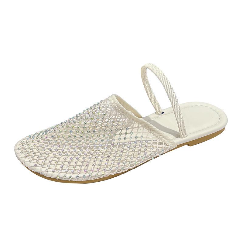 Summer New Large-size Sandals Women's Bag Head Flat-bottomed Lazy Slippers Hollow Mesh Weaving