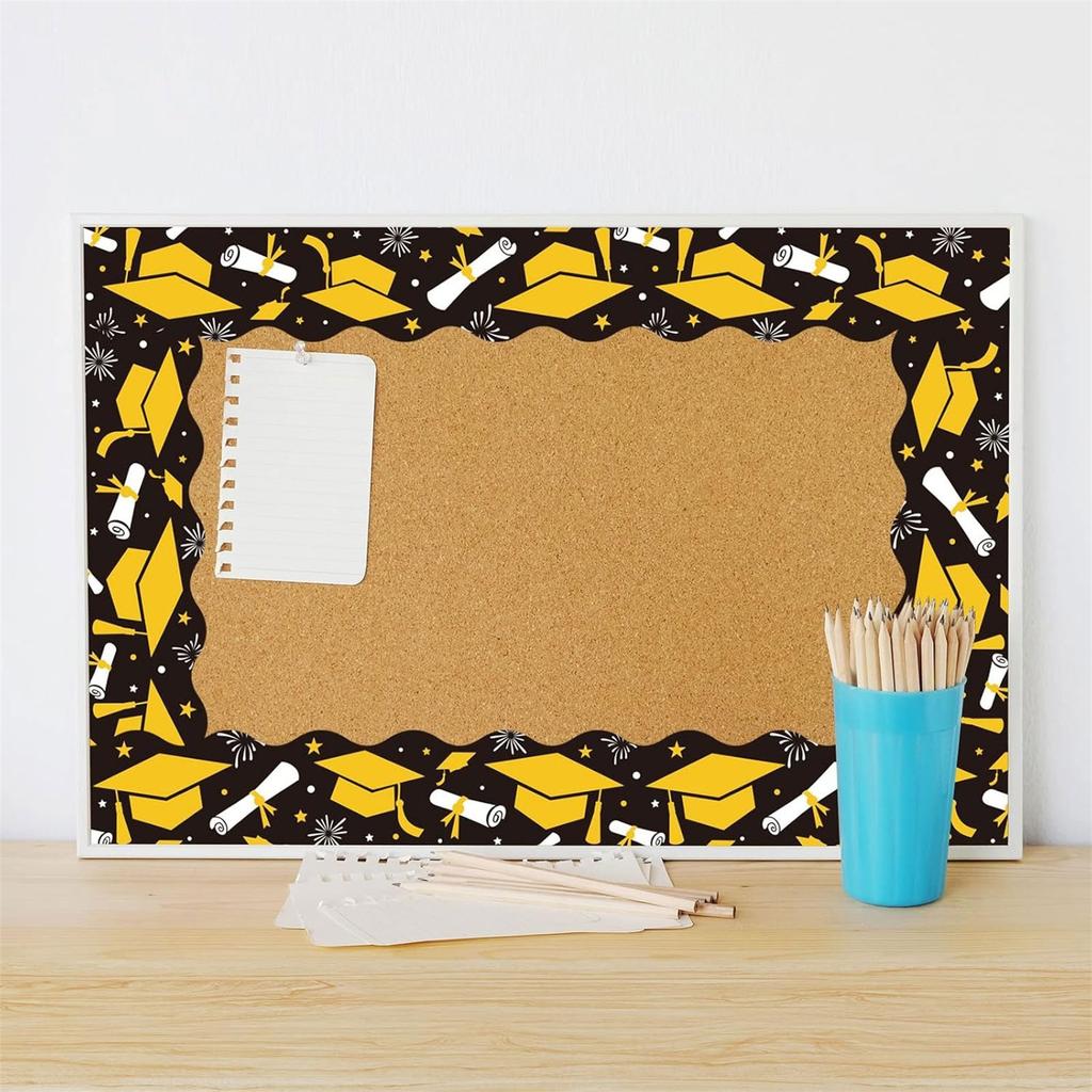 Bulletin Board Border Decals Scalloped Edge Decorative Poster Board Sticker for Classroom and Office School Decoration