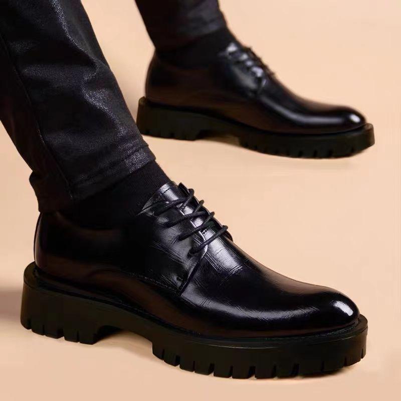 

Мужские кожаные ботинки мартин с широким носком и низким верхом - Повседневные, деловые или свадебные Size 42