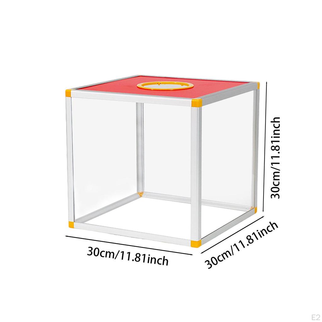 Clear Lucky Draw Box Comment Lottery for Business Fundraising Voting 30x30x30cm Four sides