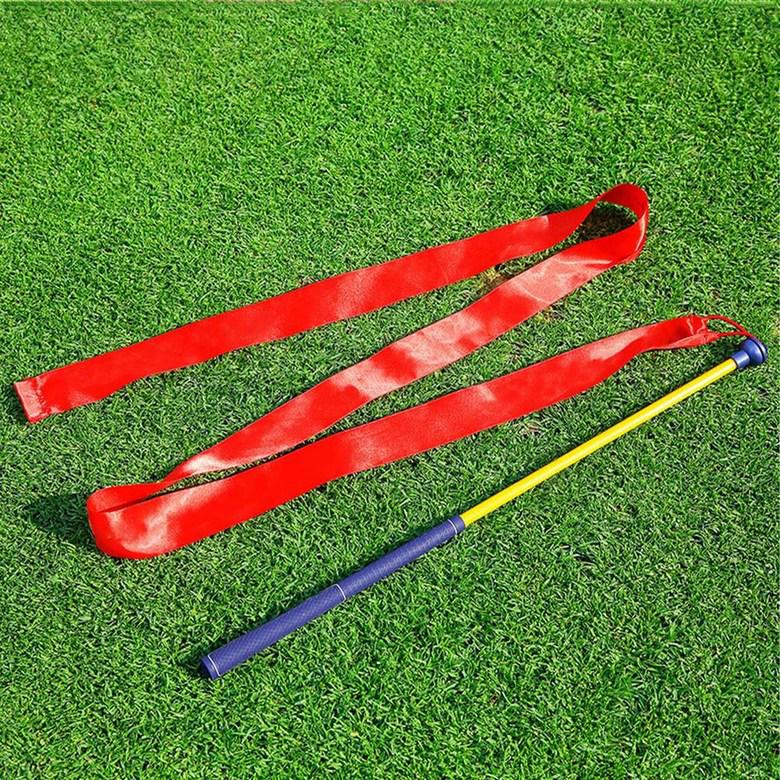 W126 Golf Schwungtrainer: 70CM Haltungs-, Rhythmus- & Übungsstock mit bunten Bändern für den Innenbereich