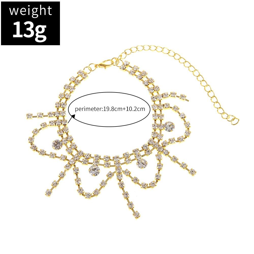 Exquisite Luxury Glittering Rhinestone Multi-layer Tassel Anklets for Women Beach Sexy Charm Ankle Chain Jewelry Accessories