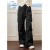 ZIHAN Women's Plush-Lined High-Waist Wide-Leg Cargo Pants