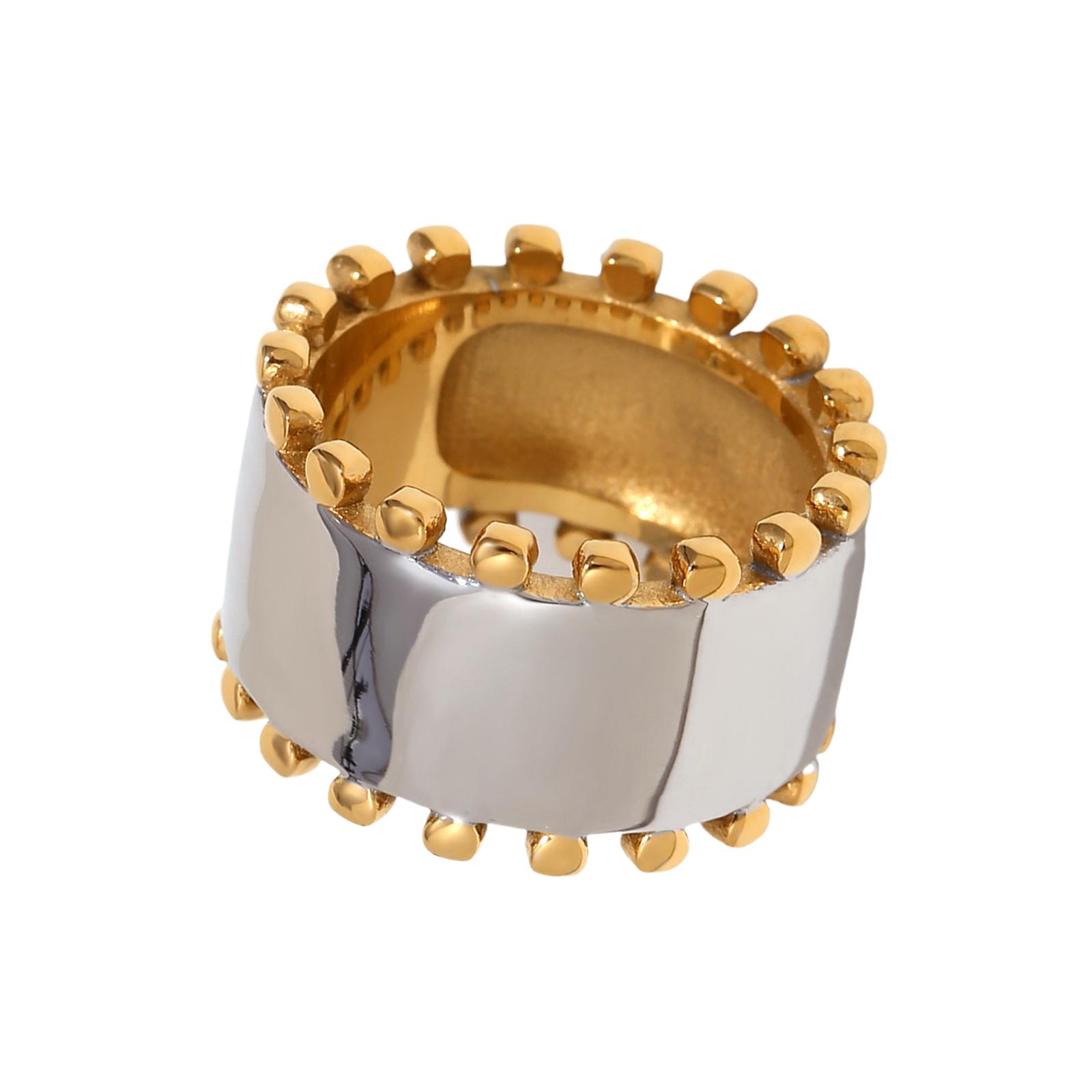 

Элегантные серьги, кольца для пальцев с золотыми бусинами по краю, из нержавеющей стали, открывающийся браслет, подходящий для женщин, подарок 7