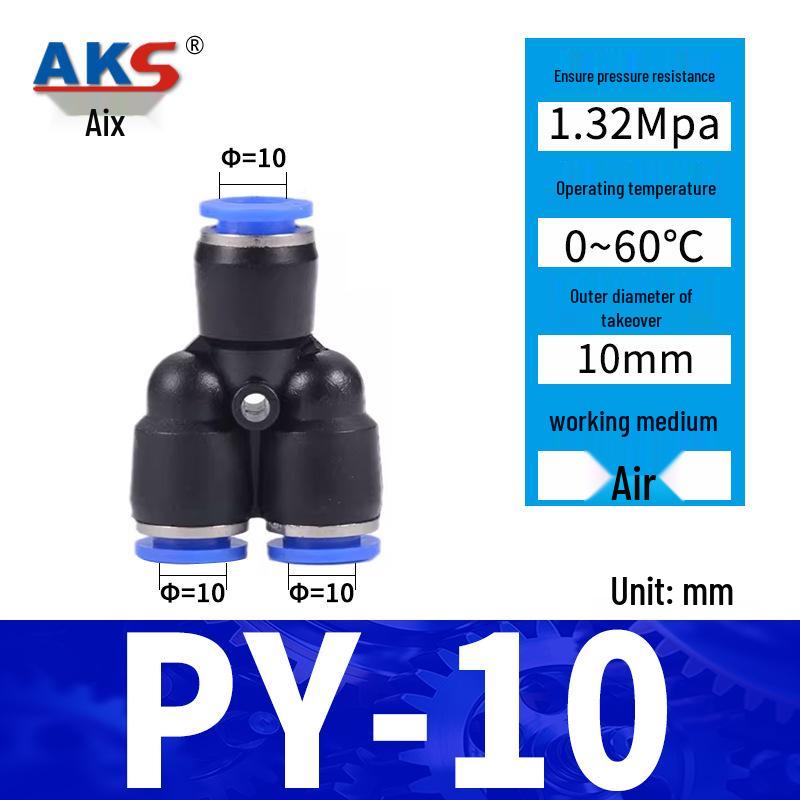 Pneumatic Nylon Air Hose Quick Connect Fittings: PU Straight, PY 5-Way, Cross 4-Way, PZA 3-Way, PE Connector with White/Blue Cap