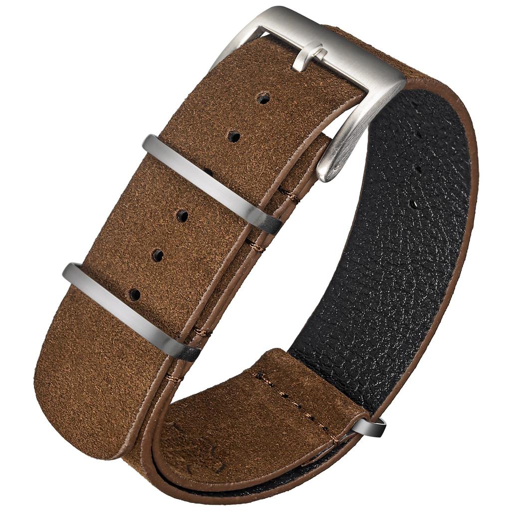 Torbollo Watch Strap, Soft Vintage Suede Leather Watch Band, 4 Retro Colors, 18/20/22mm, 1.5mm Thick, Fits Wrist Sizes 6.7-9.5 Inches