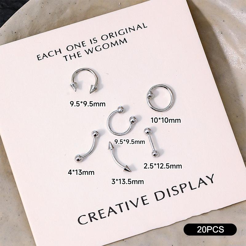 20/30/60Pcs Punk Metal 3D Nail Charms Fingertip Ring Studs Black/Silver Alloy Nail Art Decoration Manicure Supplies Accessories