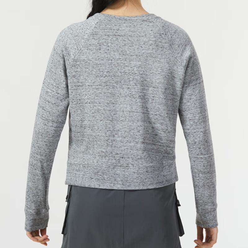 Under Armour Solid Color Fitness Training Crew Neck Pullover Long Sleeve Sweatshirt Women sweatshirt Gray 1369461-011