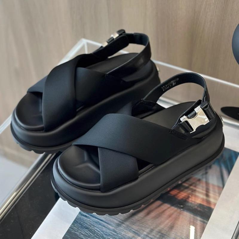 Muffinsohle Metallschnalle Kreuzsandalen Damen neue Plateau Damenschuhe Freizeitkleidung Strandschuhe