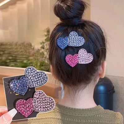 1PC Novo adorável princesa brilhante duplo coração meninas grampos de cabelo crianças headwear hairgrip BB grampos de cabelo grampos de cabelo acessórios de cabelo