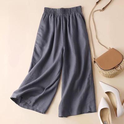 Women Casual Pants Wide Seven-minute Wide-legged Trousers Female Summer Thin Section Ladies Trousers Mother Large Size Women's Trousers
