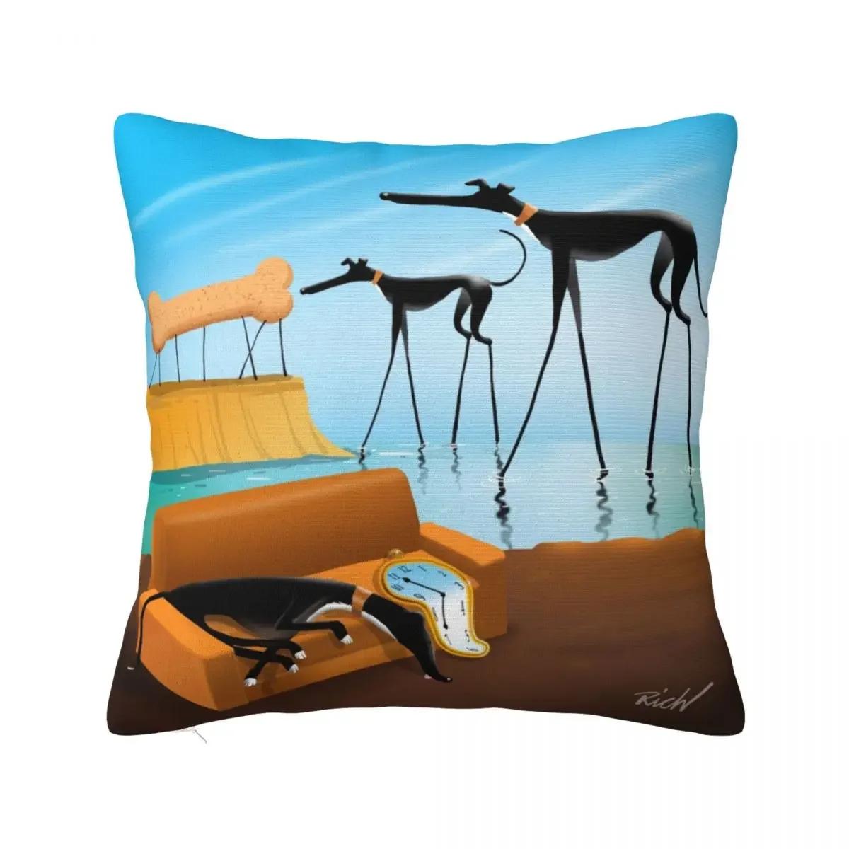 

Грейлвадор Дали Наволочки Подушки Грейхаунд Уиппет Лурчер Собака Наволочки на Подушки Новинка Молния Декоративная Наволочка для Дивана 50x50cm бежевый