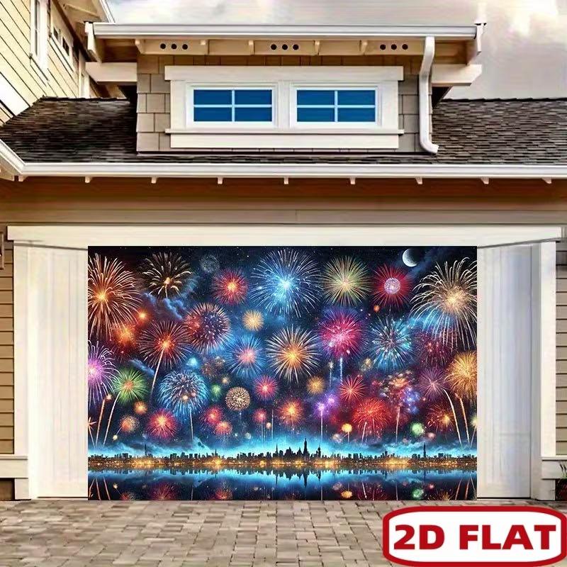 2D City Skyline Fireworks Backdrop for New Year & Holiday Photoshoot