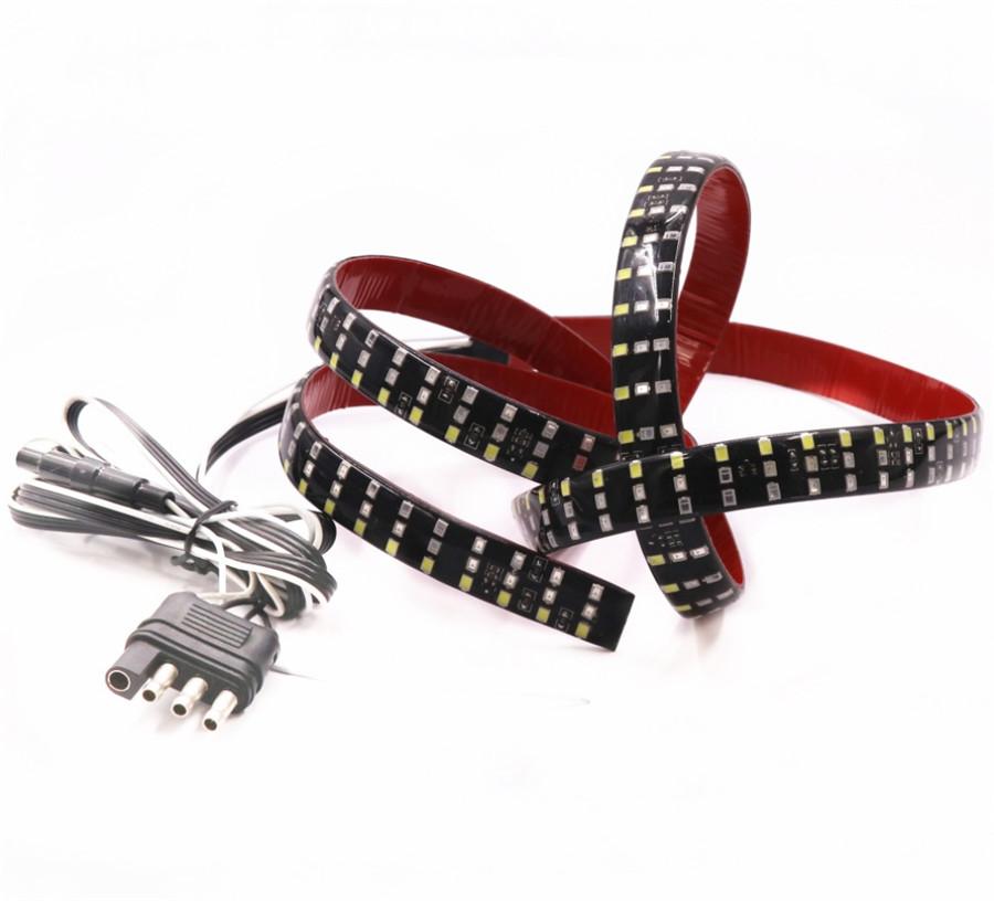 60" Triple Row LED Tailgate Light Bar with Amber Turn Signal/Double Flash, Red Brake/Running, White Reverse Lights - Weatherproof