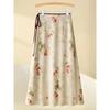 Summer Women's Jacquard Satin Skirt Slimming Casual Printed Mid-skirt Temperament Versatile Chinese Style Skirt