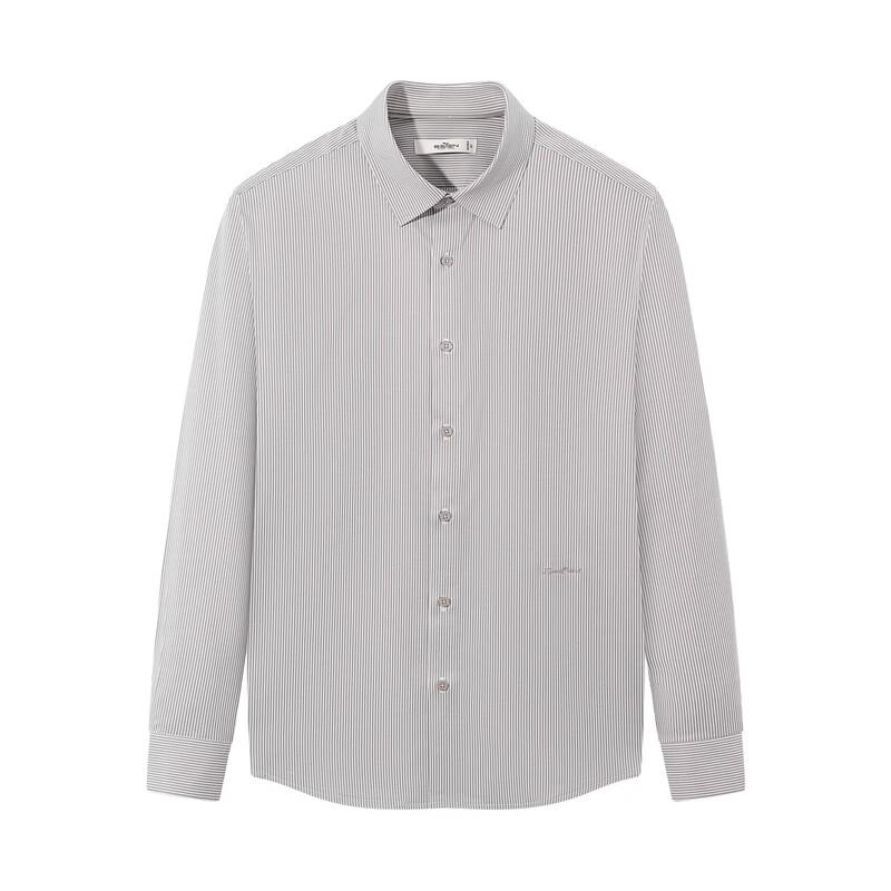 Qipai Men's Seamless Striped Business Casual Long-Sleeve Shirt