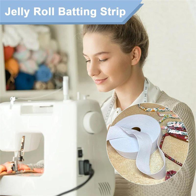 Jelly Roll Batting Strips- 2 Rolls 1/4 Inch, 70 Yards In Total, Extra Thick For Quilting, Fabric Tube Maker Tool For Rug Making