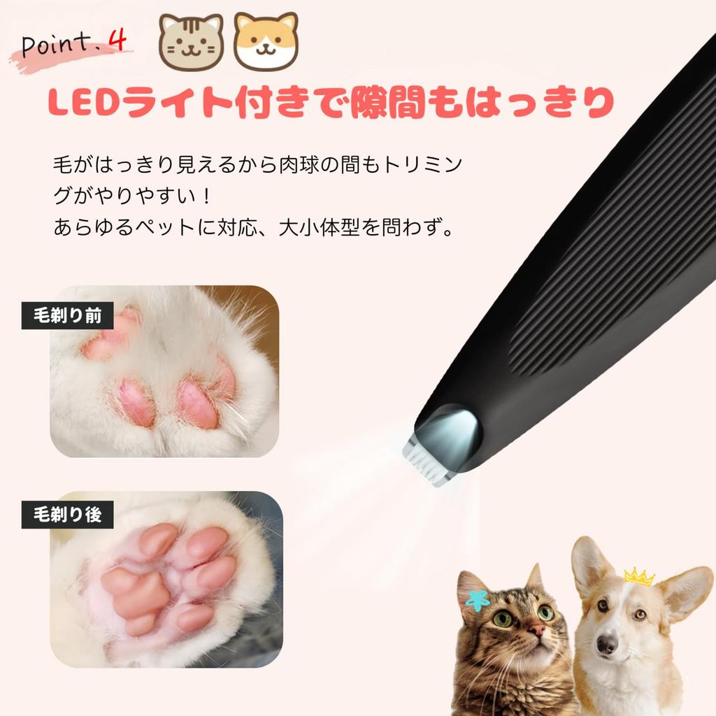 QULITO Pet Clippers for Dogs and USB LED LED Partial Trimming for Behind and Suitable for Home Grooming of and Small 2 Quiet Low Includes Japanese