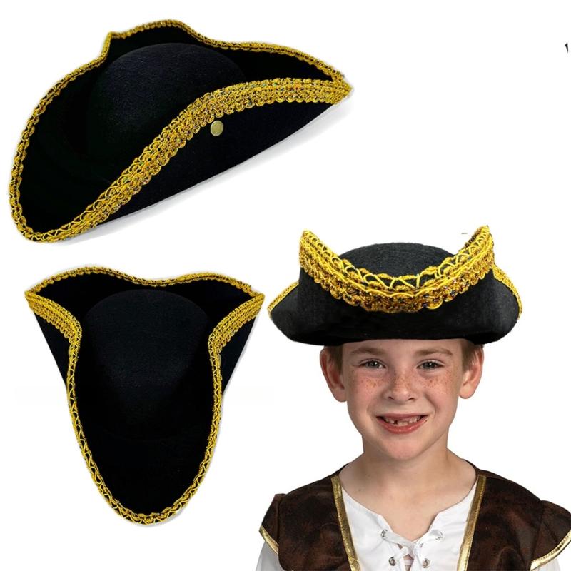 Colorful Rhinestones Pirate Hat Adjustable Unisex Caribbeans Hat Festival Hat for Adults and Teens