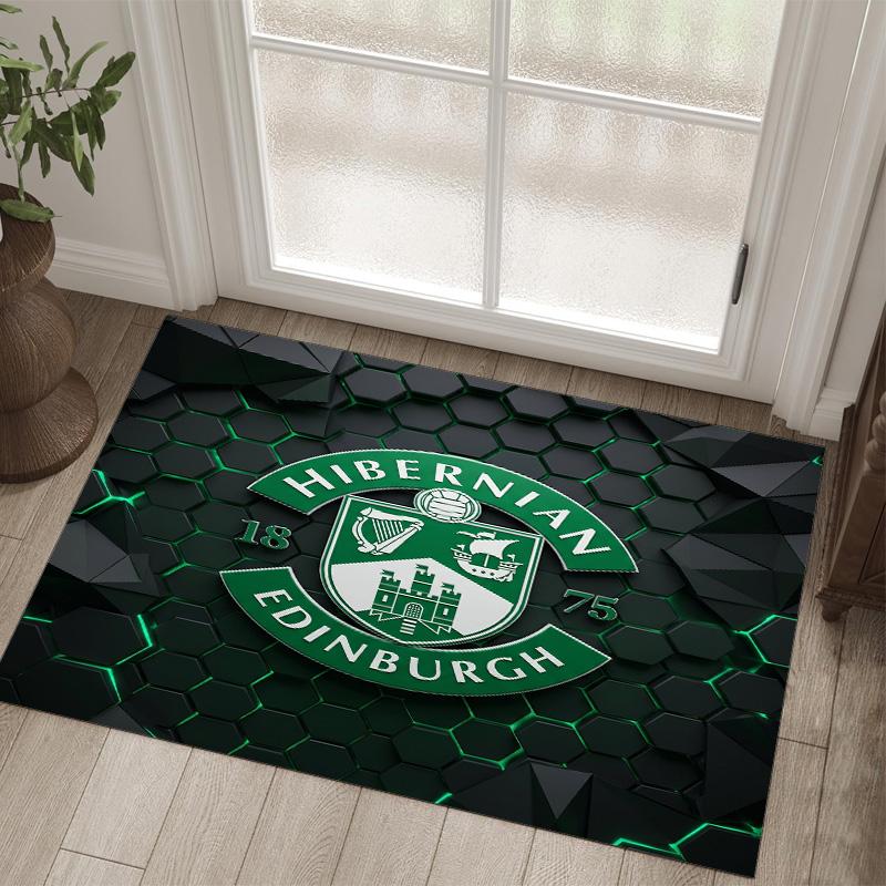 Hibernian FC Design Crystal Velvet Carpet Cozy Non?Slip Printed Rug For Bedroom Living Room Entrance