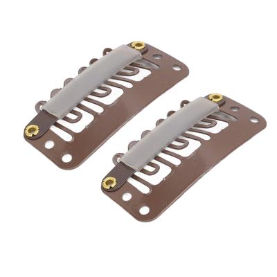 100 Stück 6 Zähne Perückenklemmen 3,2 cm U-Form Haarverlängerungs-Druckknöpfe Klemme Fest Haltend Dunkelbraun zur Hutbefestigung