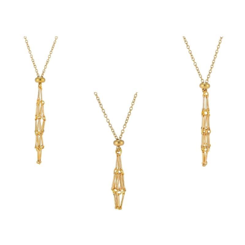 Natural Crystal Holder Necklace Adjustable Mesh Pendant Necklaces Metal Collarbone Chain Crystal Stone Holder Accessory